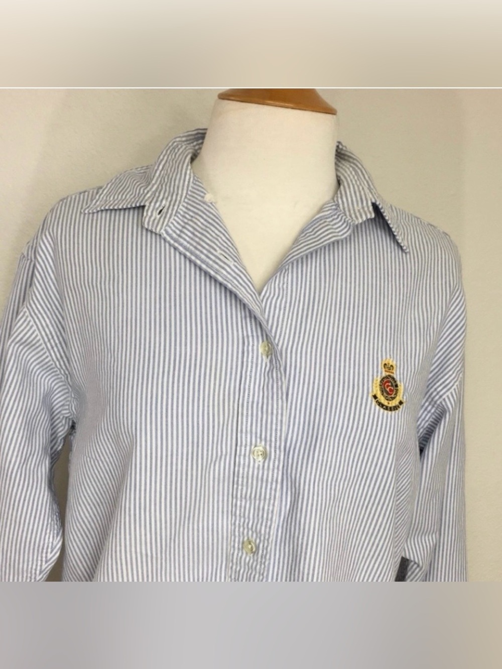 Vintage Charter Club Womens Blue White Stripe Cotton Button Shirt Size 8 Coastal - Picture 5 of 16